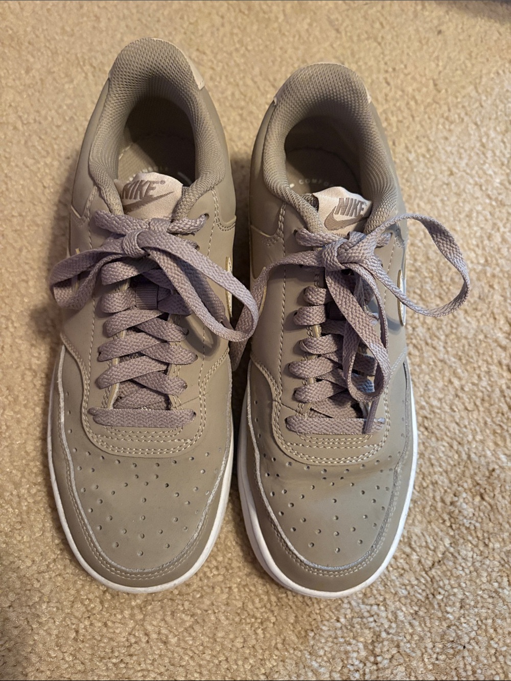 Nike Court Vision Youth Sneakers in Taupe with White Sole 6.5